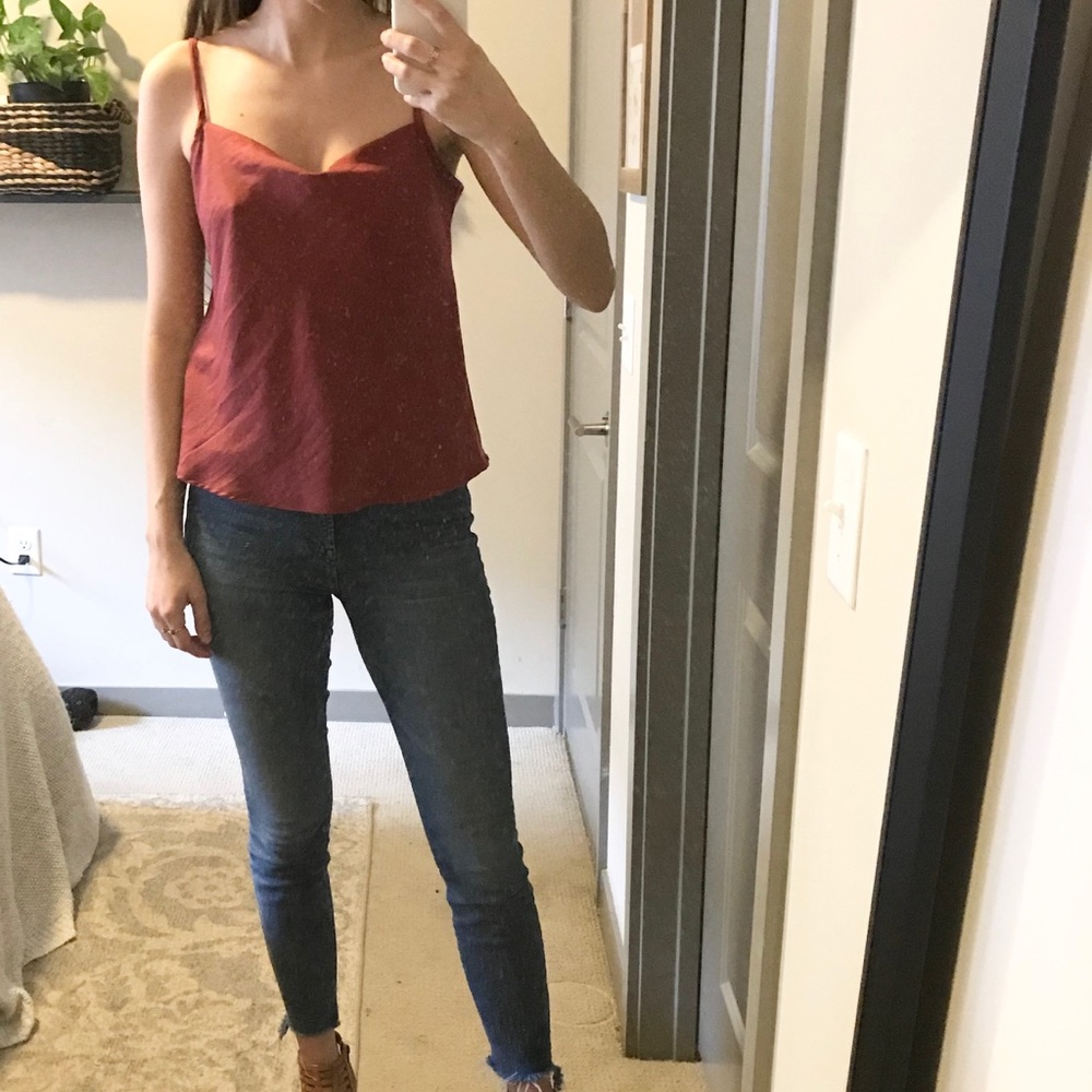 Dark Pink Cowel Neck Silky Tank